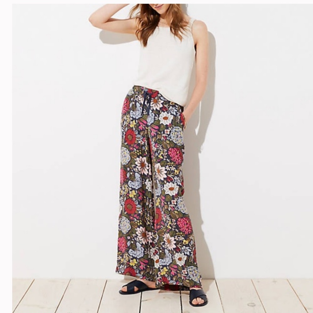 Loft Hydrangea Garden Fluid Drawstring Pants. - image 1